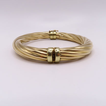 14K Yellow Gold Twisted Hinged Bangle Rope Bracelet 7" 20.3g Italy