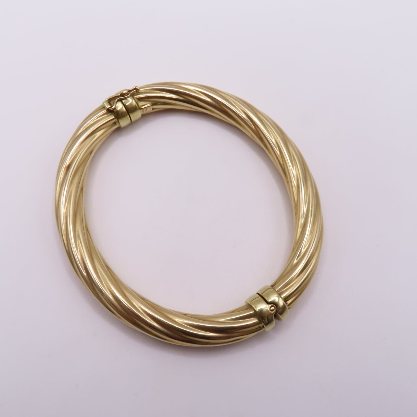 14K Yellow Gold Twisted Hinged Bangle Rope Bracelet 7" 20.3g Italy