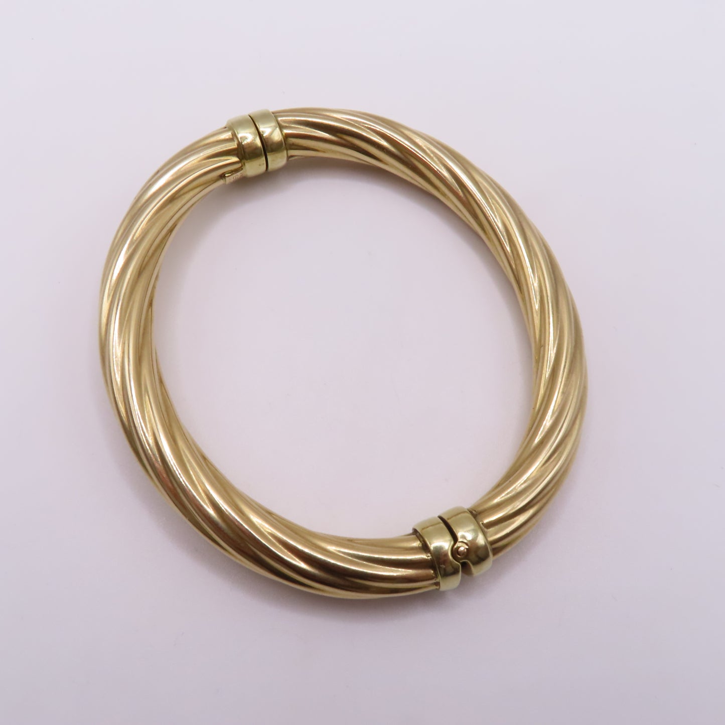 14K Yellow Gold Twisted Hinged Bangle Rope Bracelet 7" 20.3g Italy