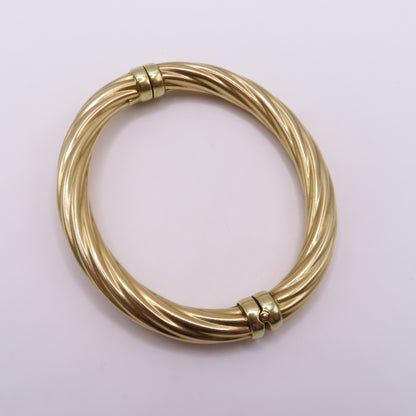 14K Yellow Gold Twisted Hinged Bangle Rope Bracelet 7" 20.3g Italy