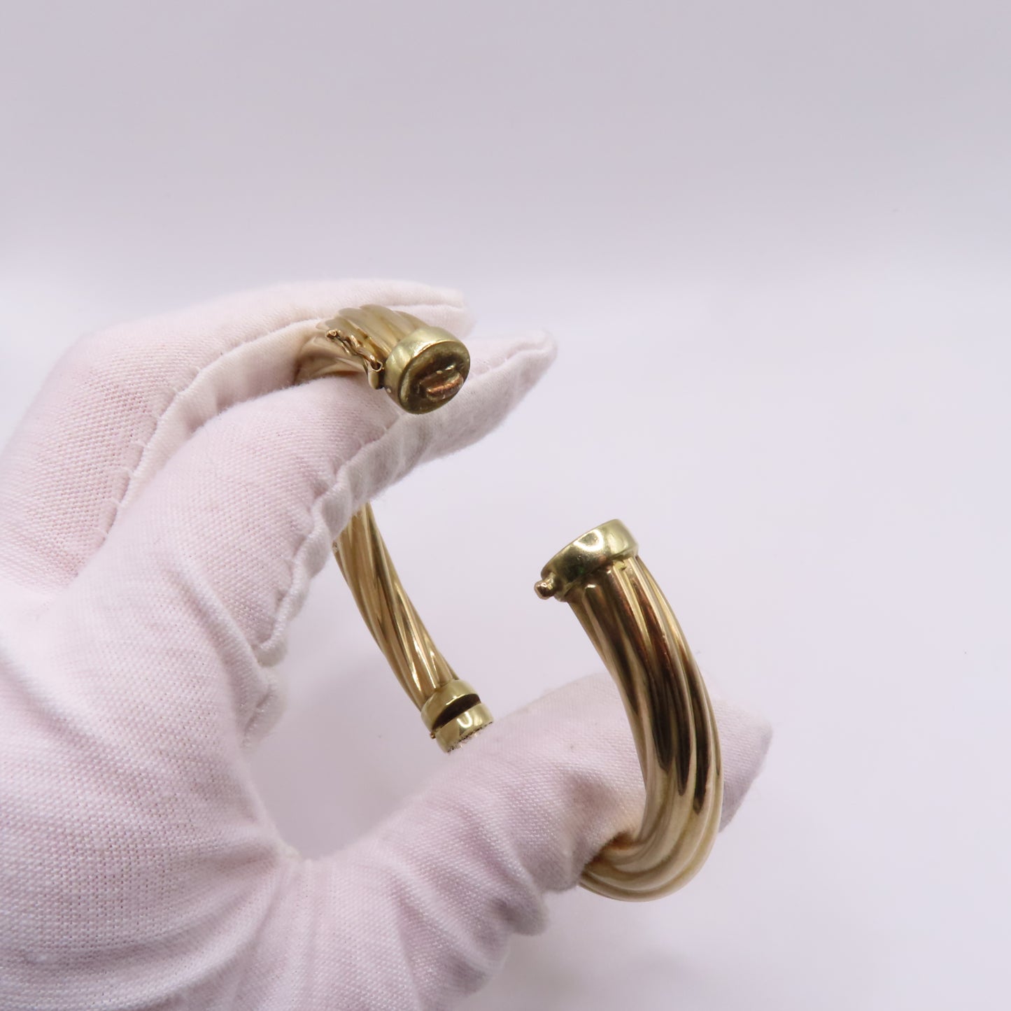 14K Yellow Gold Twisted Hinged Bangle Rope Bracelet 7" 20.3g Italy