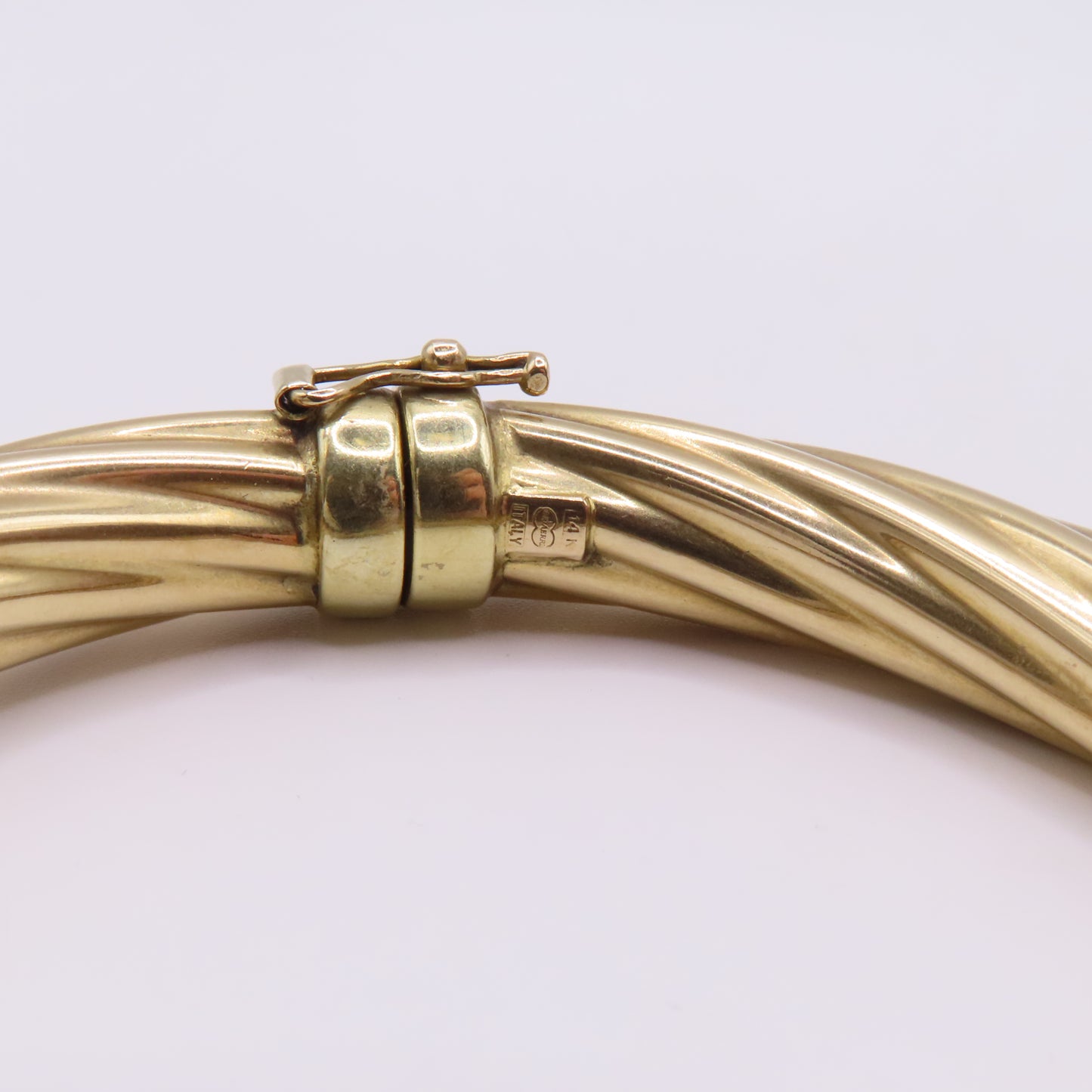 14K Yellow Gold Twisted Hinged Bangle Rope Bracelet 7" 20.3g Italy