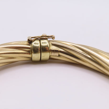 14K Yellow Gold Twisted Hinged Bangle Rope Bracelet 7" 20.3g Italy