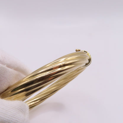 14K Yellow Gold Twisted Hinged Bangle Rope Bracelet 7" 20.3g Italy
