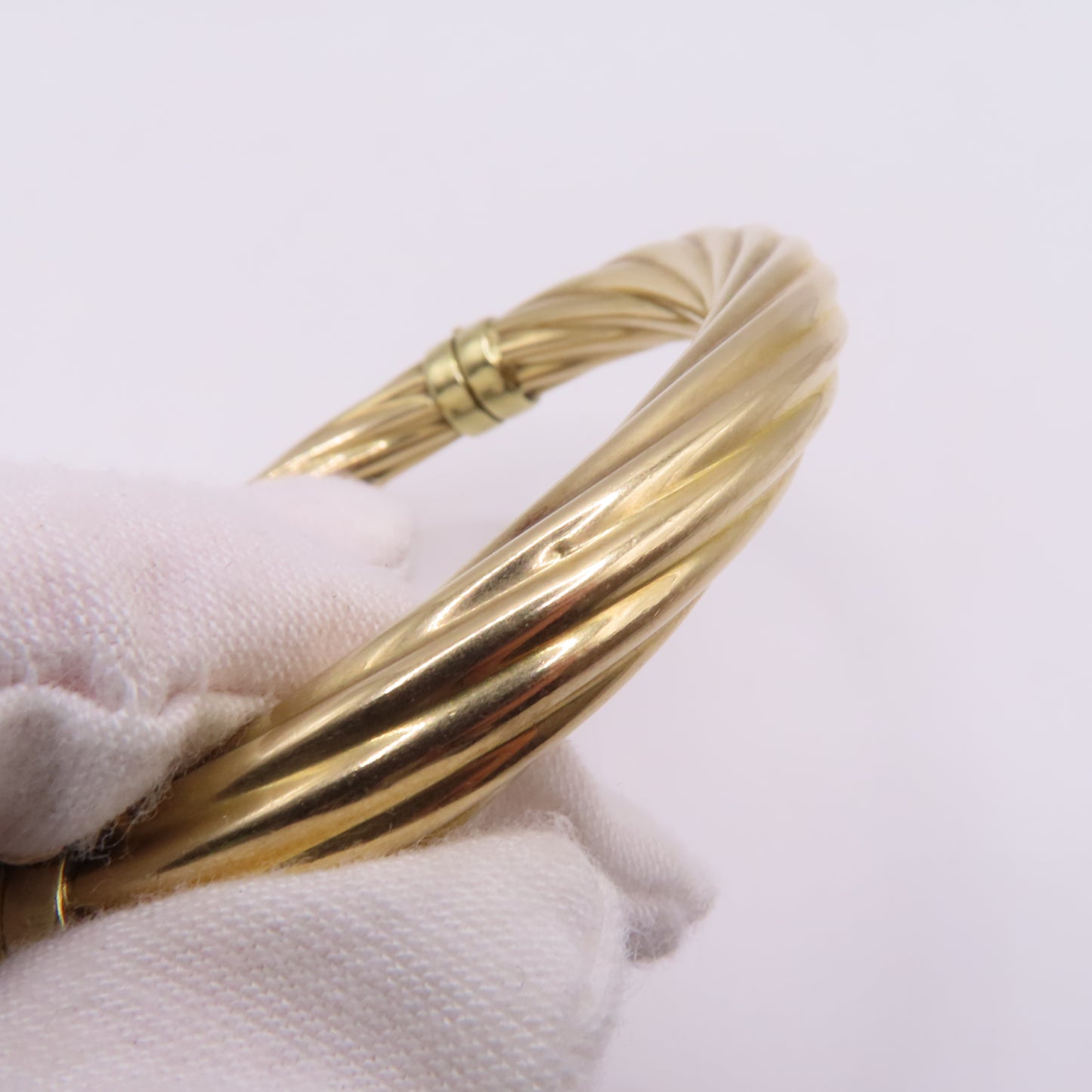 14K Yellow Gold Twisted Hinged Bangle Rope Bracelet 7" 20.3g Italy