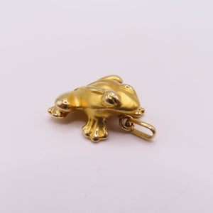 18K Yellow Gold Frog Charm Pendant 3D Hollow Frog Animal Jewelry 1" 2.5g