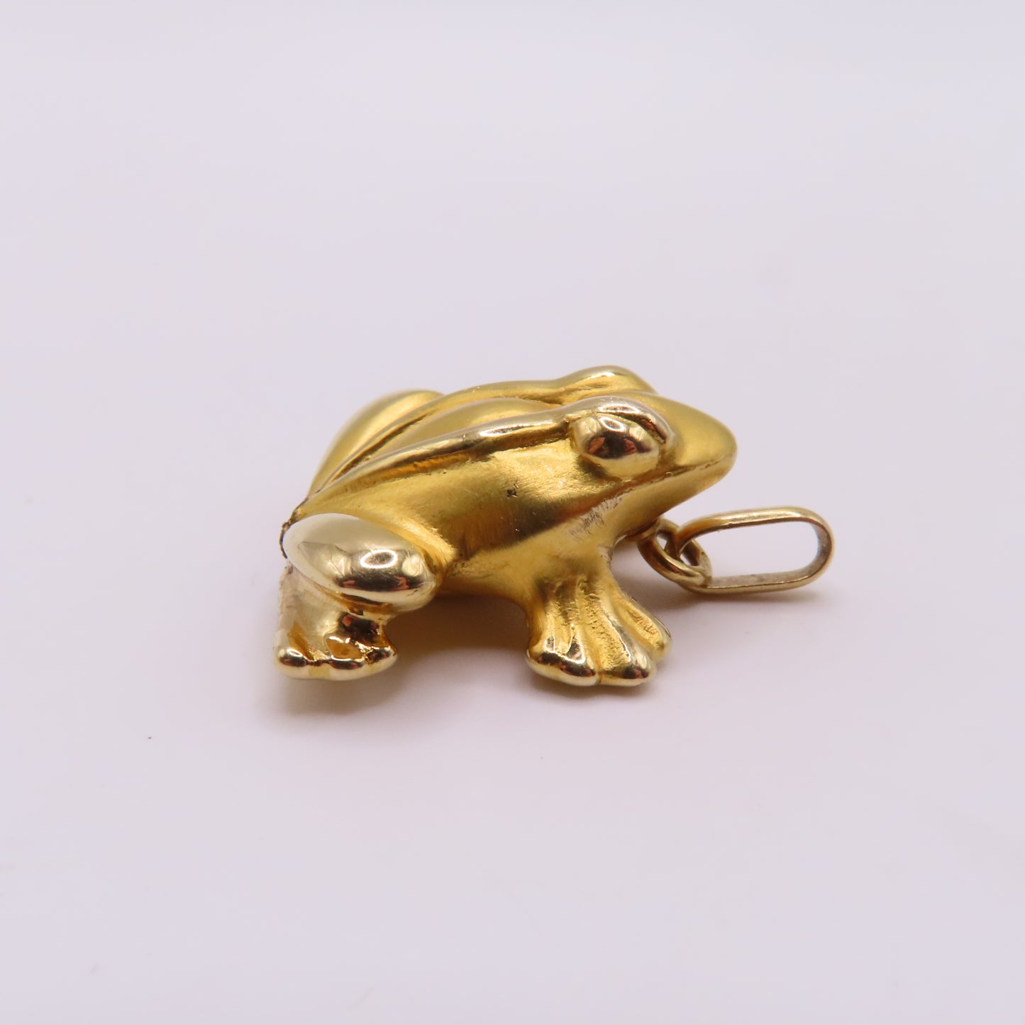 18K Yellow Gold Frog Charm Pendant 3D Hollow Frog Animal Jewelry 1" 2.5g