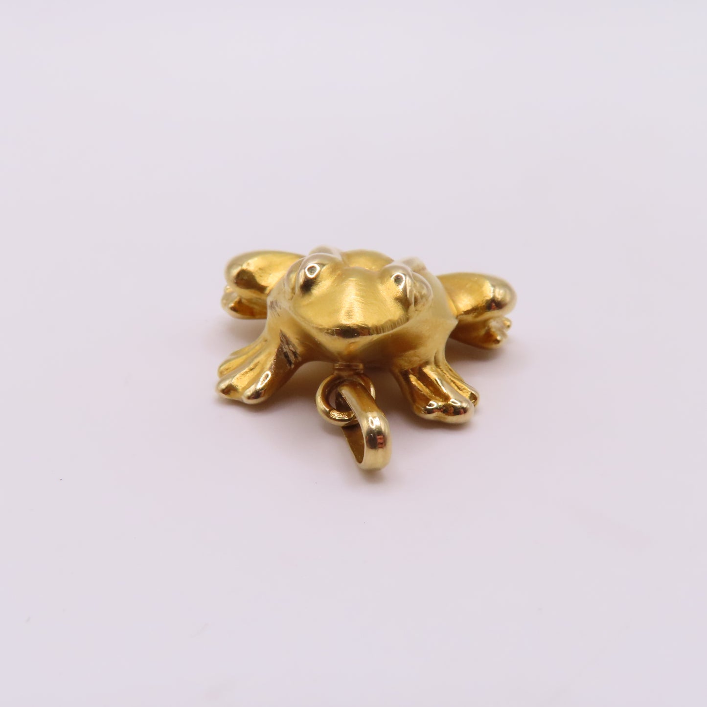 18K Yellow Gold Frog Charm Pendant 3D Hollow Frog Animal Jewelry 1" 2.5g