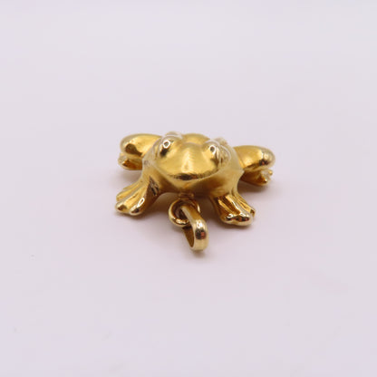 18K Yellow Gold Frog Charm Pendant 3D Hollow Frog Animal Jewelry 1" 2.5g