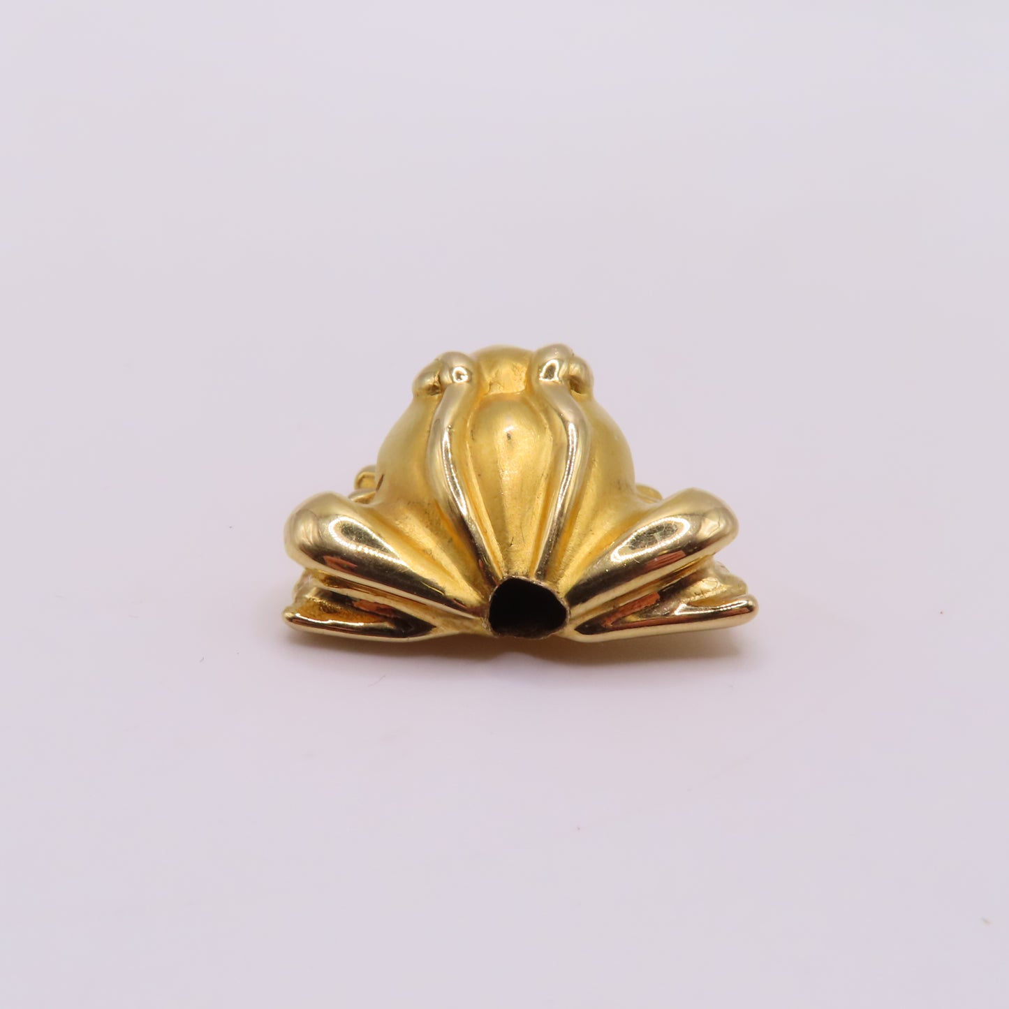 18K Yellow Gold Frog Charm Pendant 3D Hollow Frog Animal Jewelry 1" 2.5g