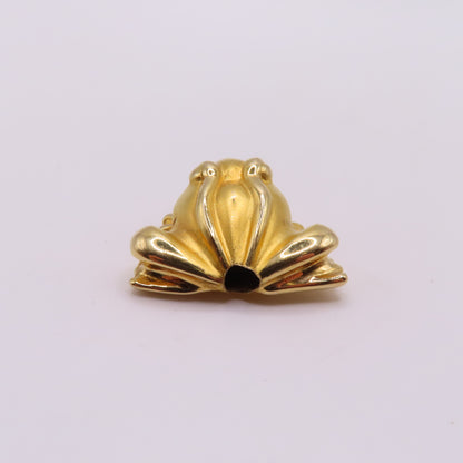 18K Yellow Gold Frog Charm Pendant 3D Hollow Frog Animal Jewelry 1" 2.5g