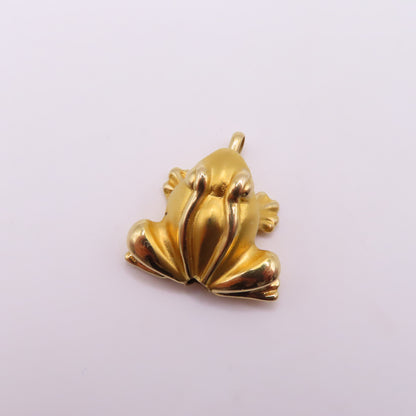 18K Yellow Gold Frog Charm Pendant 3D Hollow Frog Animal Jewelry 1" 2.5g