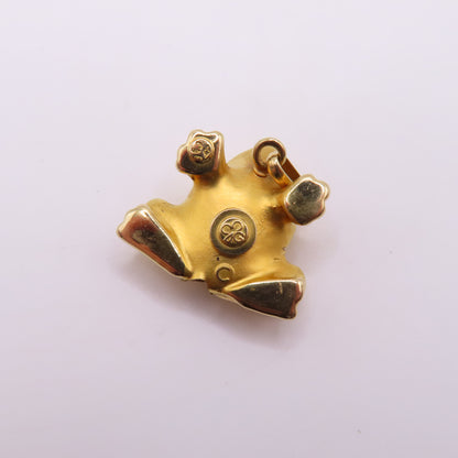 18K Yellow Gold Frog Charm Pendant 3D Hollow Frog Animal Jewelry 1" 2.5g