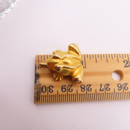 18K Yellow Gold Frog Charm Pendant 3D Hollow Frog Animal Jewelry 1" 2.5g