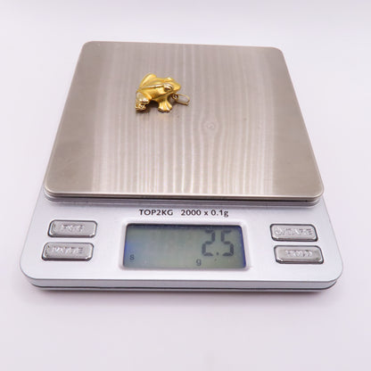 18K Yellow Gold Frog Charm Pendant 3D Hollow Frog Animal Jewelry 1" 2.5g