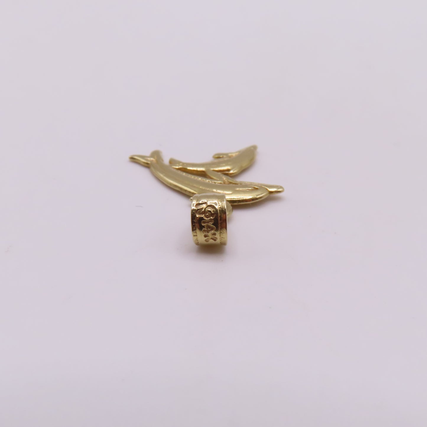 14K Yellow Gold Double Dolphin Charm Pendant 3/4" Nautical Ocean Sea Life 0.5g