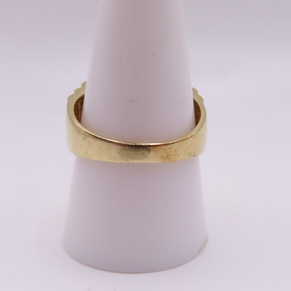 14K Yellow Gold Ribbed Fluted Wide Band 12.5mm Ring Size 10 8.9g