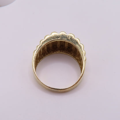 14K Yellow Gold Ribbed Fluted Wide Band 12.5mm Ring Size 10 8.9g
