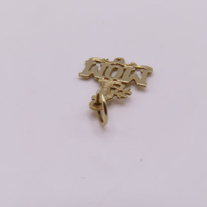 14K Yellow Gold #1 MOM Pendant Openwork Charm 1" .5g Mother Gift