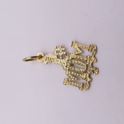 14K Yellow Gold #1 MOM Pendant Openwork Charm 1" .5g Mother Gift