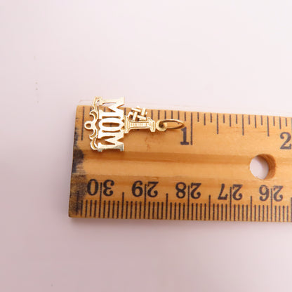 14K Yellow Gold #1 MOM Pendant Openwork Charm 1" .5g Mother Gift