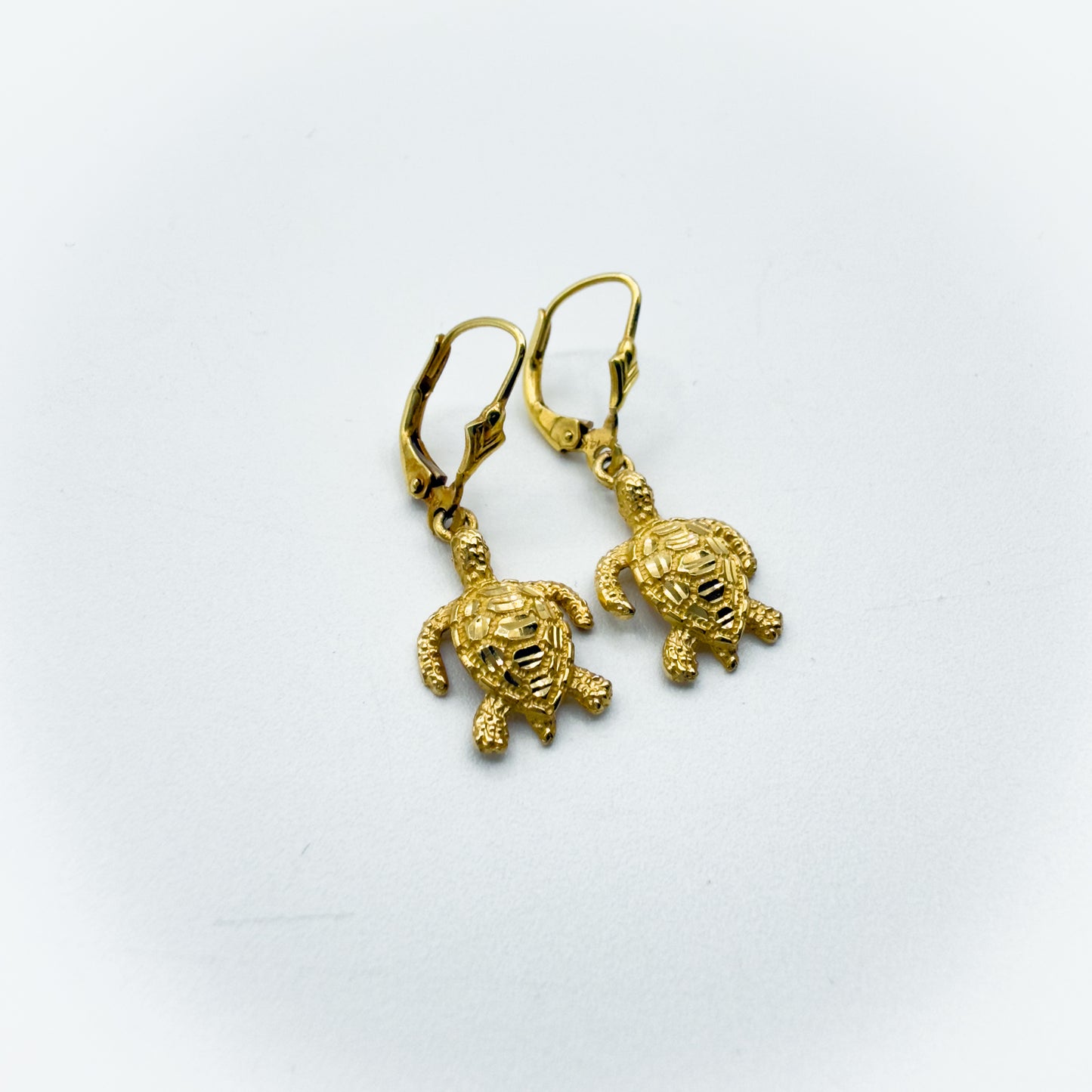 14K Gold Turtle Bracelet Pendant Dangle Earrings Set 6–6.5" Wrist 14.9g