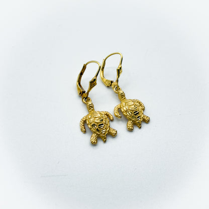 14K Gold Turtle Bracelet Pendant Dangle Earrings Set 6–6.5" Wrist 14.9g