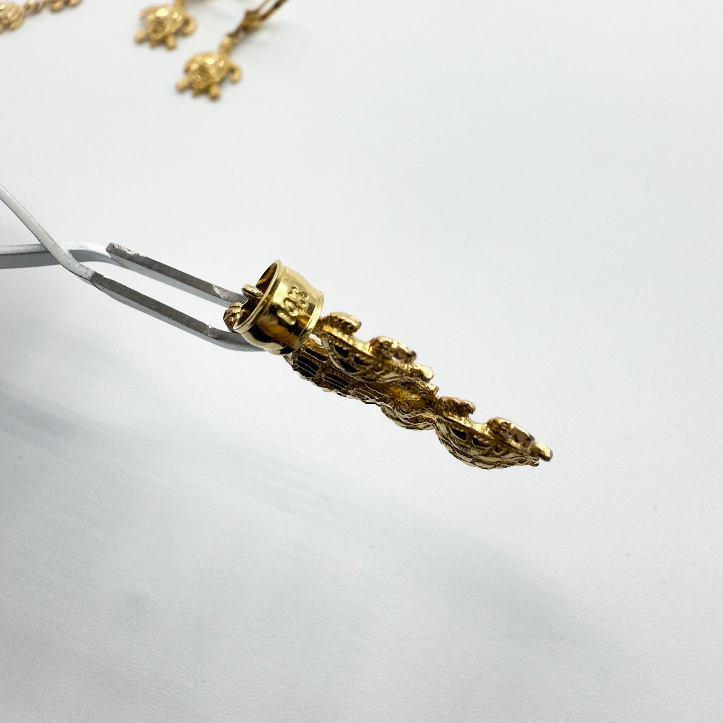 14K Gold Turtle Bracelet Pendant Dangle Earrings Set 6–6.5" Wrist 14.9g