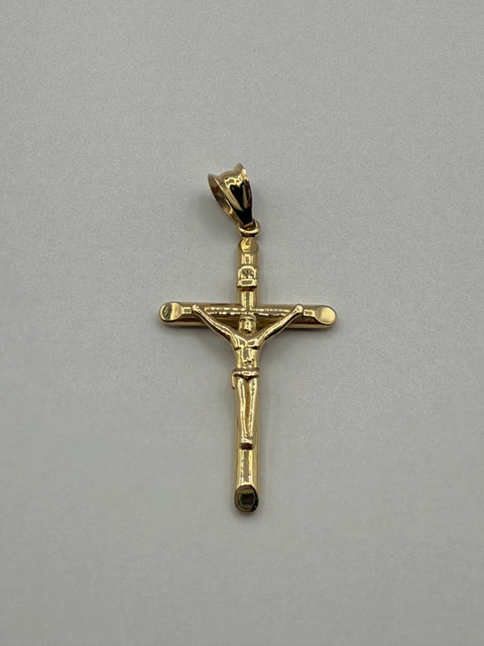 14K Yellow Gold 1.5" Cross Pendant 3.2g