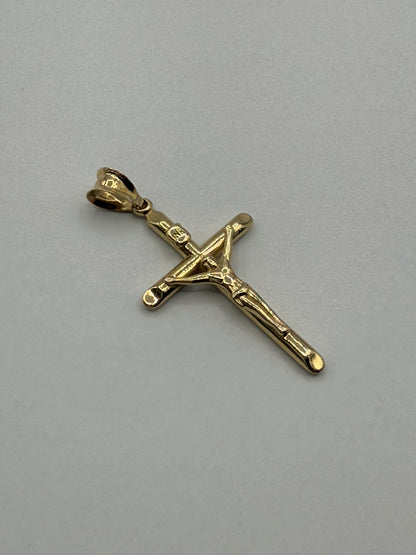 14K Yellow Gold 1.5" Cross Pendant 3.2g