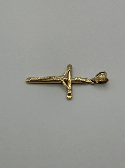 14K Yellow Gold 1.5" Cross Pendant 3.2g