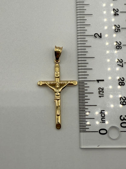 14K Yellow Gold 1.5" Cross Pendant 3.2g