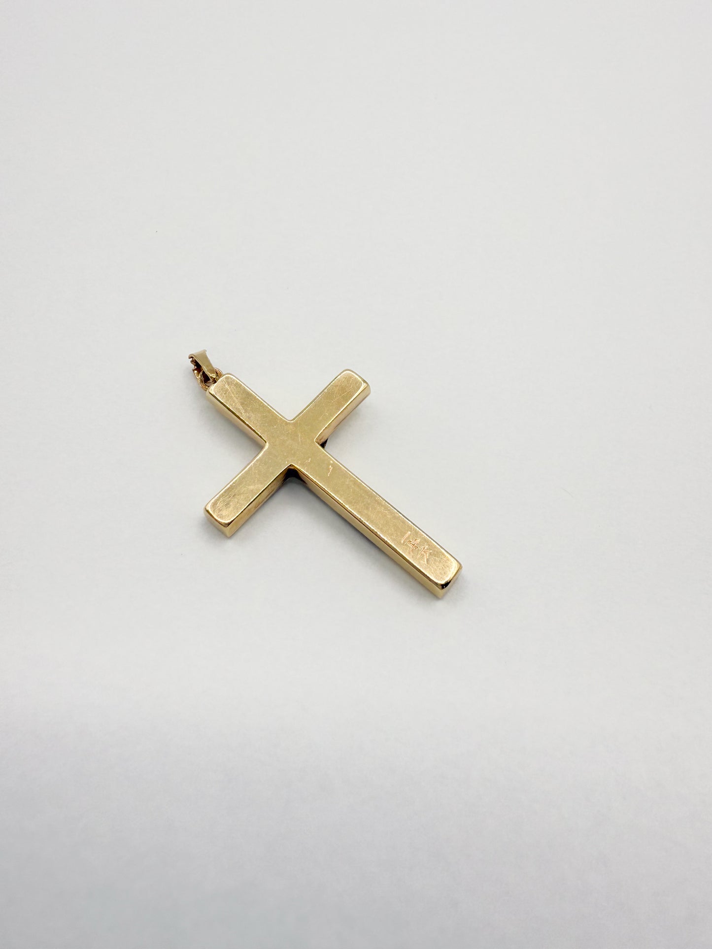 14K Two-Tone Gold 1.25" Crucifix Cross Pendant 1.3g