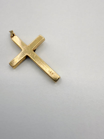 14K Two-Tone Gold 1.25" Crucifix Cross Pendant 1.3g
