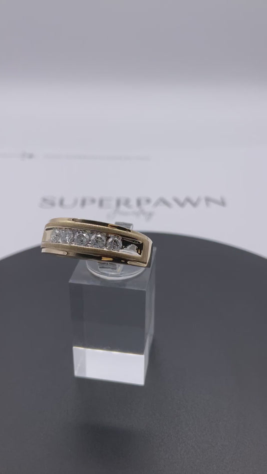 4.7g 10k Yellow Gold Men's Diamond Band Size 10