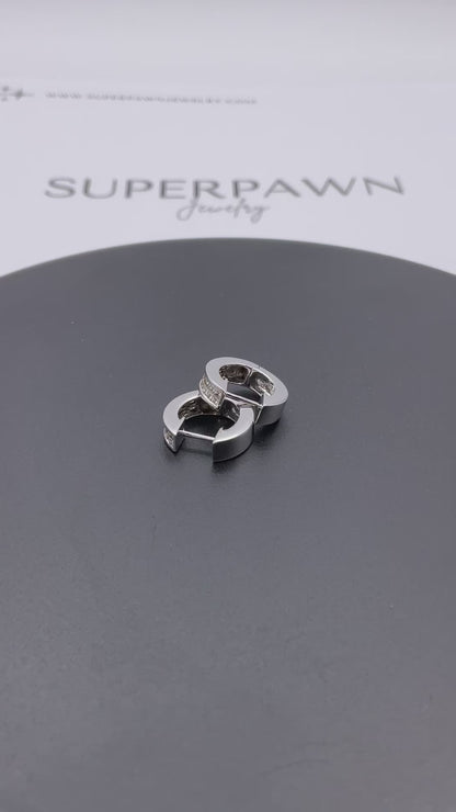 4.4g 14k White Gold Princess Cut Diamond Earrings