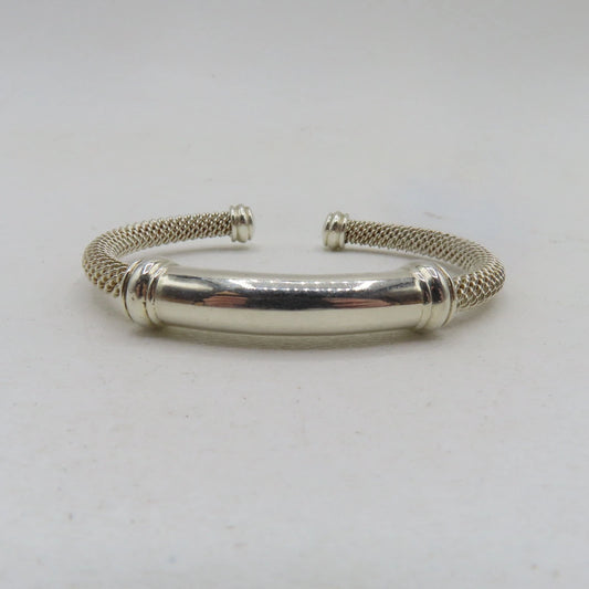 Espo Sig Sterling Silver 925 ID Mesh Cuff 6-1/4" Bracelet 27.4g Joseph Esposito